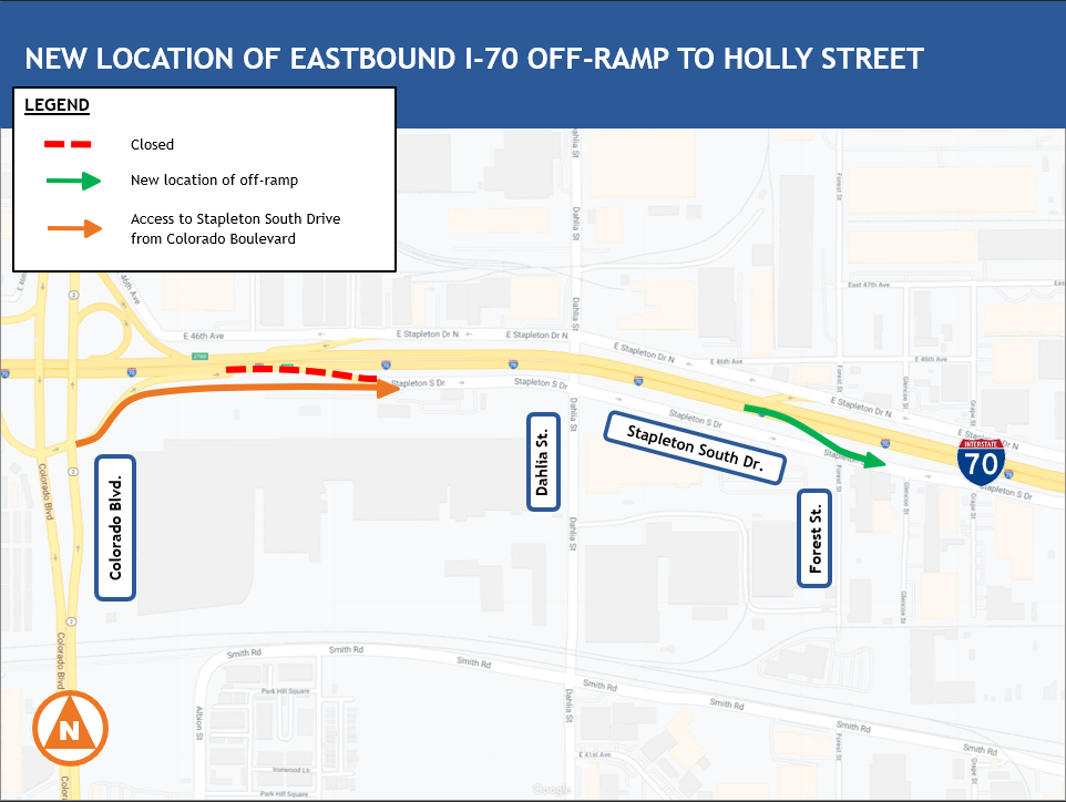 New Location of Eastbound I-70 Off-ramp to Holly Street - Central 70 Project detail image