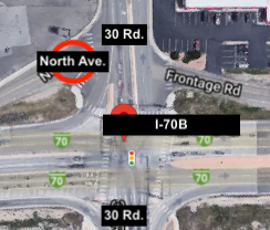 I-70B at 30 Road and North Avenue map detail image