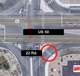 US 50 at 22nd Road map detail image