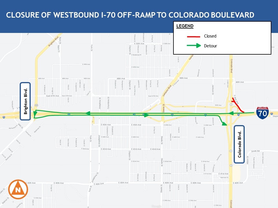 Closure of Westbound I-70 off-ramp to Colorado Boulevard detail image
