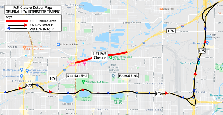 I-76 Detour Map