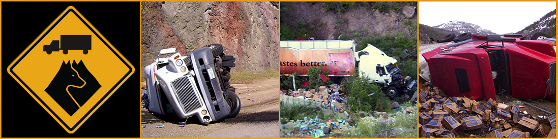 Examples of trucks rolled over in Wolf Creek Pass detail image