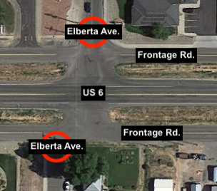 CO 141 (32 Road) map area on US 6 Frontage Road detail image