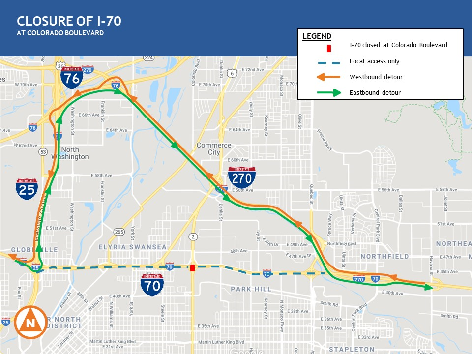 Closure of I-70 at Colorado Boulevard on Central 70 Project detail image