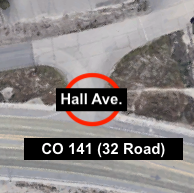 Map of CO 141 at Hall Avenue