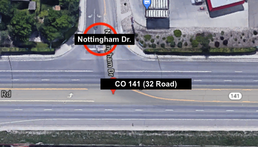 CO 141 (32 Road) at Nottingham Drive map area