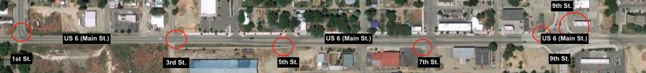 Intersection locations on US 6 from 1st Street to 9th Street detail image