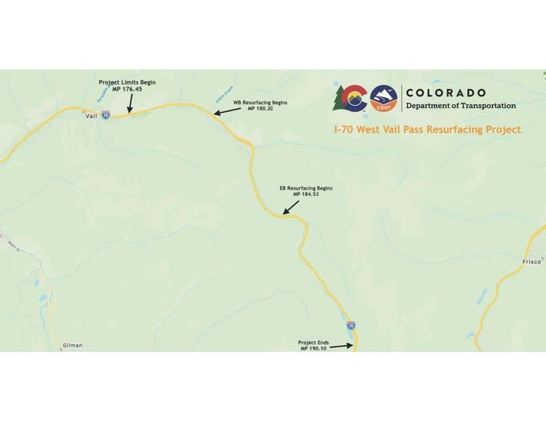 I-70 West Vail Pass map