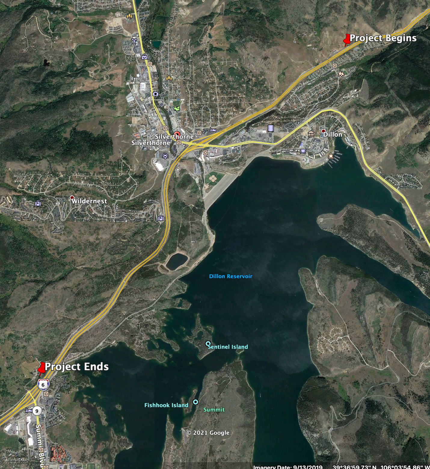 Silverthorne Google aerial map detail image