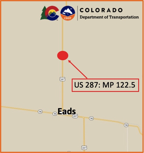 US 287 Eads Map at Mile Point 122.5 detail image