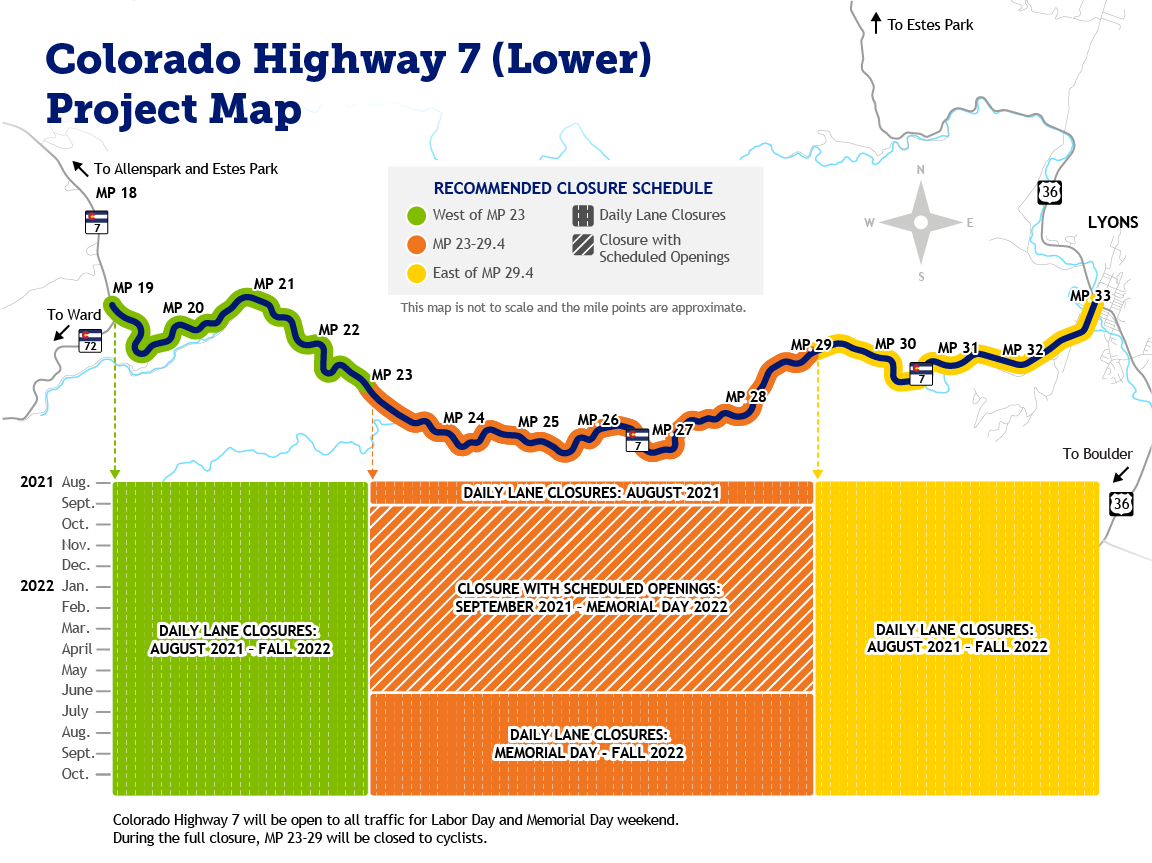 CO 7 Lower project map recommended closures detail image