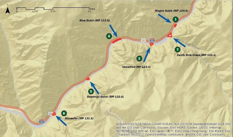 Glenwood Canyon Debris Piles project map detail image