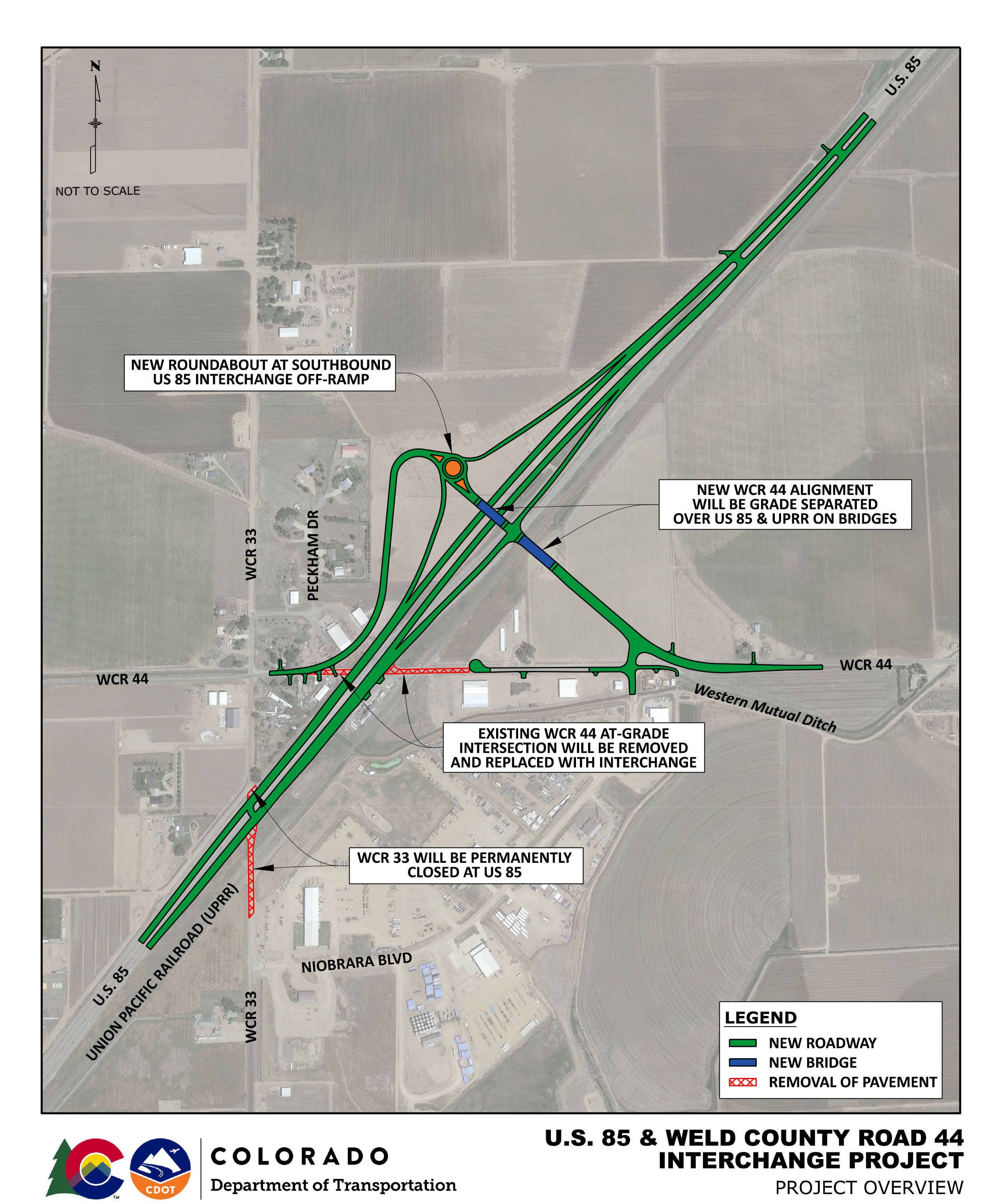 I-70 Noise wall project map - US 85 and Weld County Road 44 Interchange Project detail image
