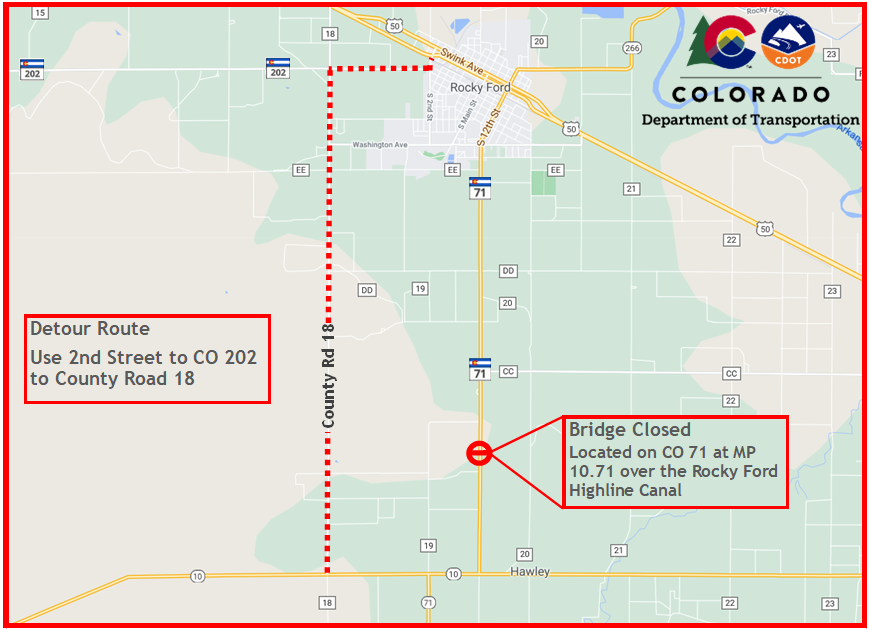 CO 71 Detour Map detail image