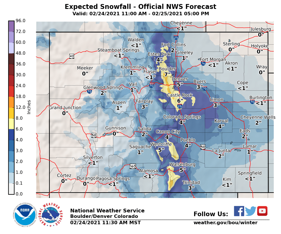 expected snowfall graphic February 24, 2021 detail image