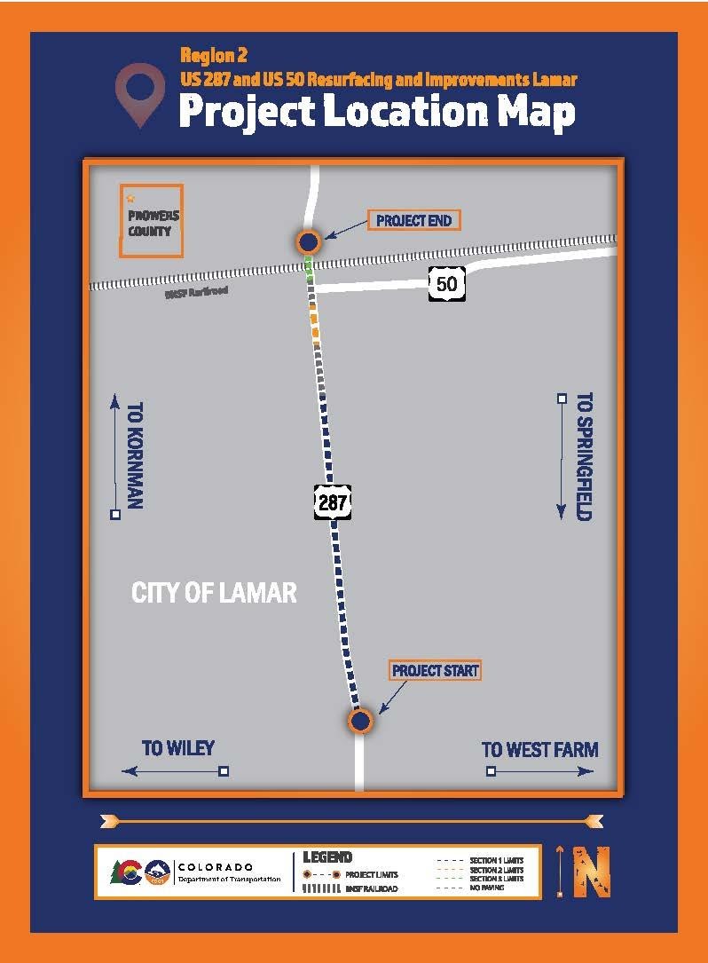 US 287 project location map detail image