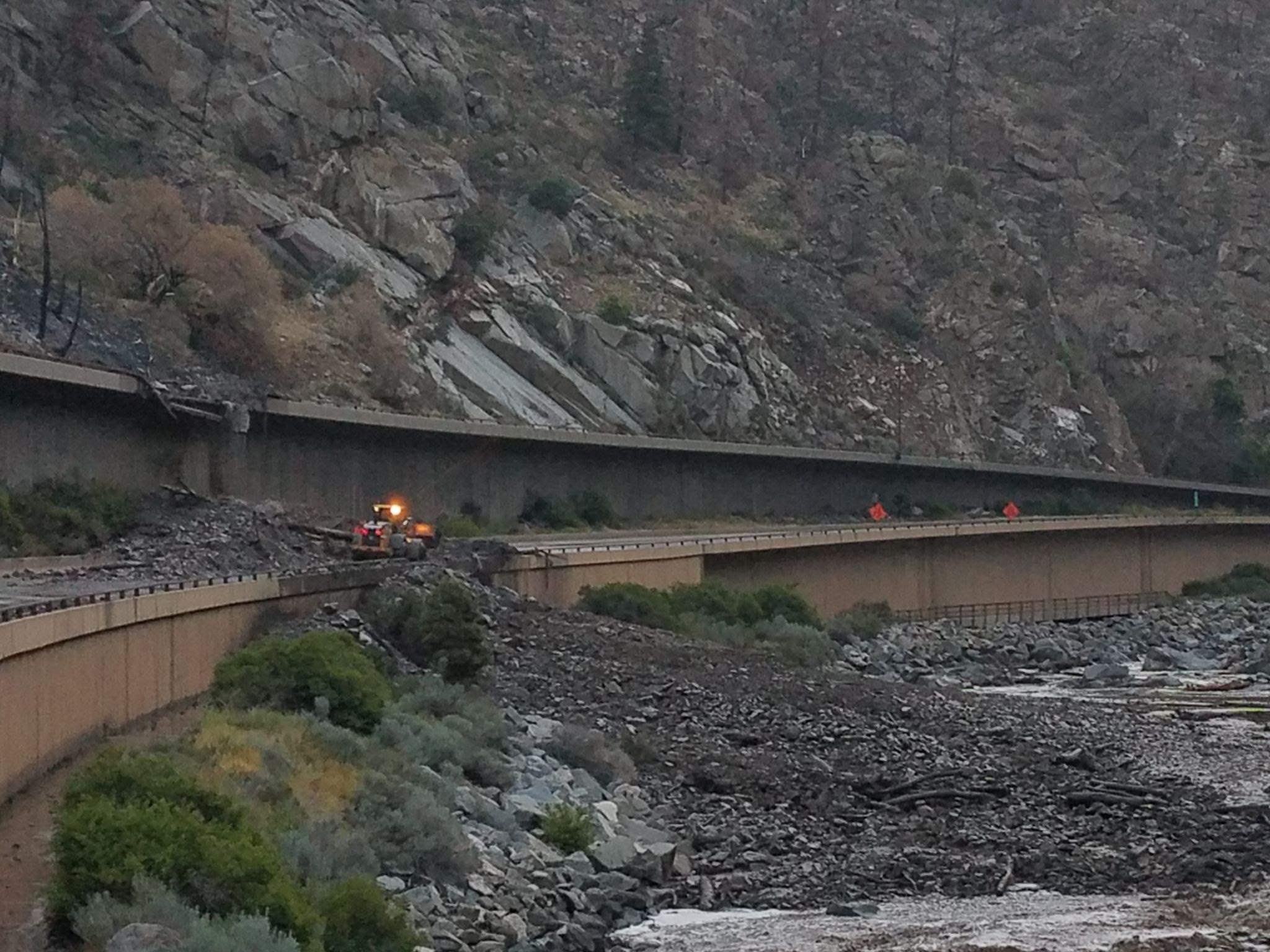 Glenwood Canyon mudslide over I-70 driving eastbound detail image
