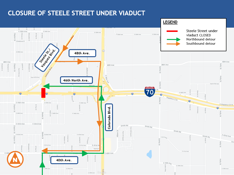 Closure of Steele Street under viaduct - Central 70 project detail image