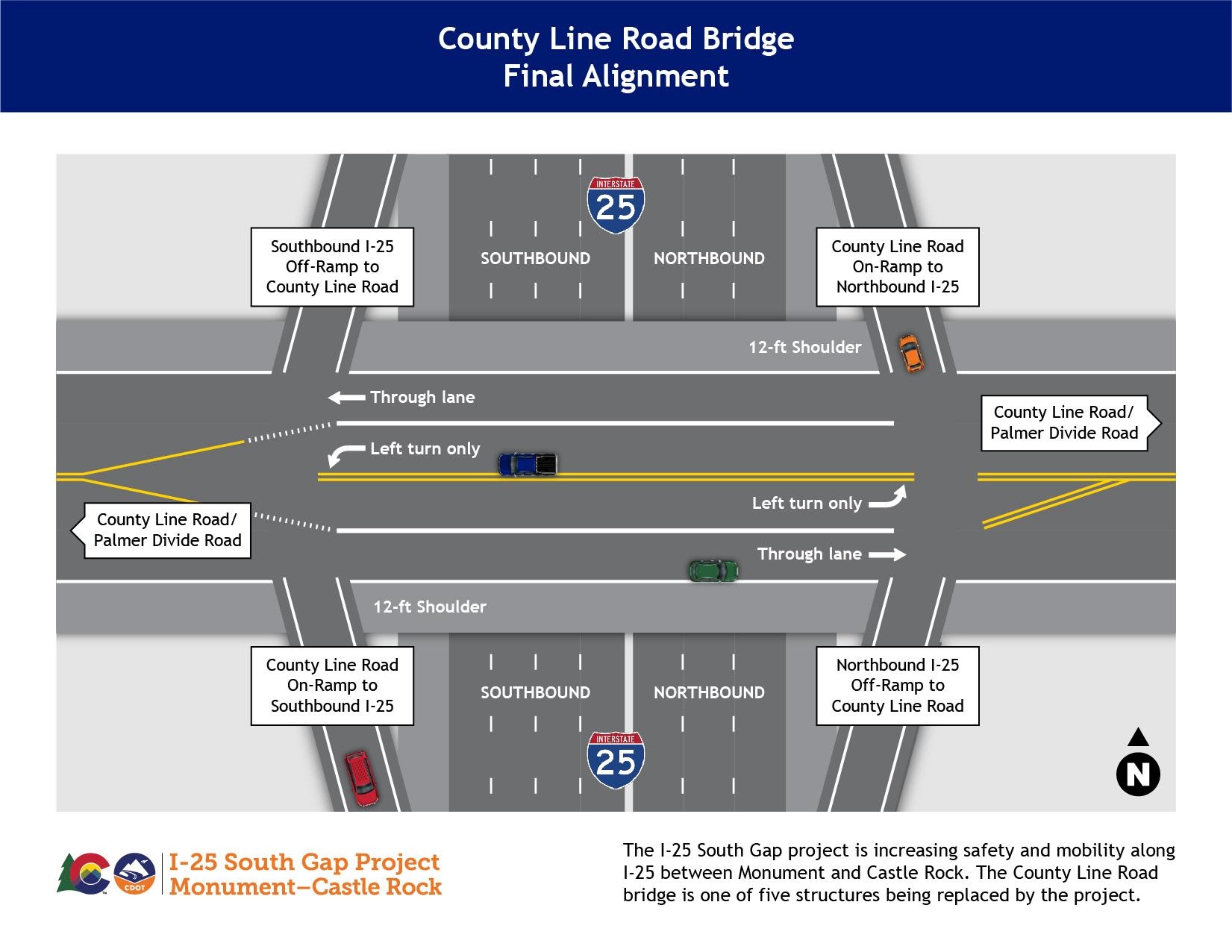 County Line Road Bridge Final Alignment map for the I-25 South Project detail image