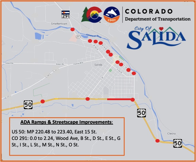 US 50 ADA ramps and streetscape improvements map detail image