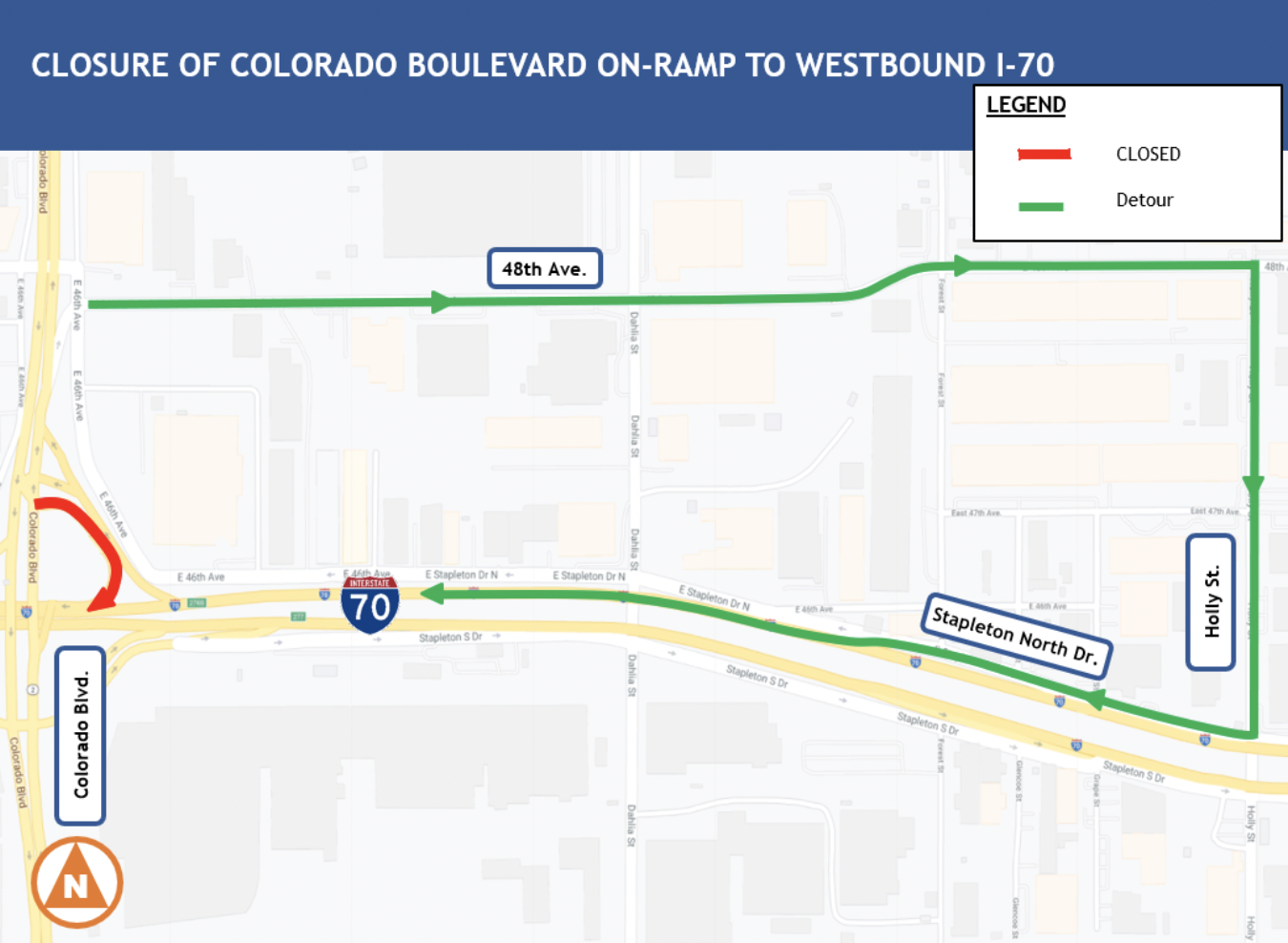 Closure of Colorado Boulevard on-ramp to Westbound I-70 detail image