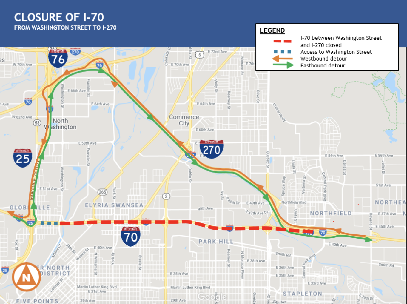 Closure of I-70 from Washington Street to I-270 detail image