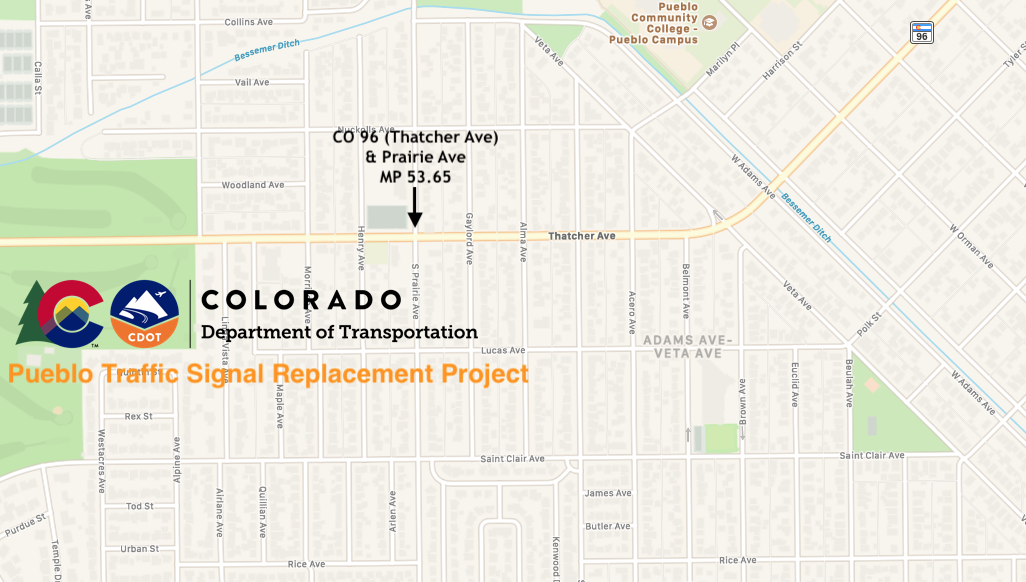 CO 96 Pueblo Traffic Signal Replacement Project Map detail image