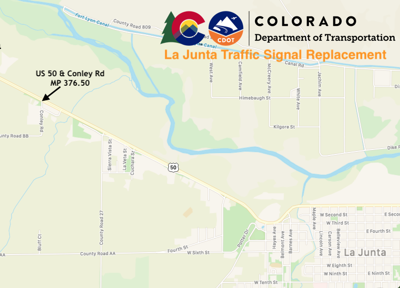 US 50 La Junta Traffic Signal Replacement map detail image