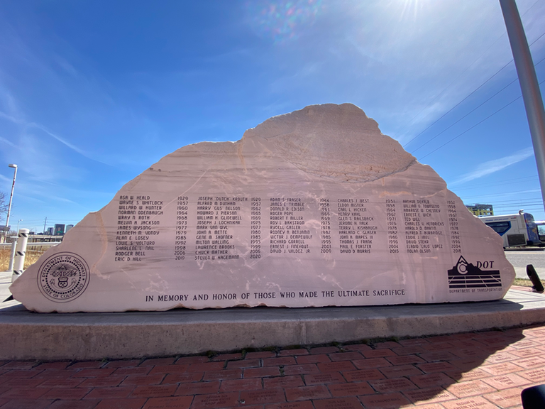 CDOT's Memorial Rock at Denver Headquarters honoring fallen workers CDOT's Memorial Rock at Denver Headquarters honoring fallen workers