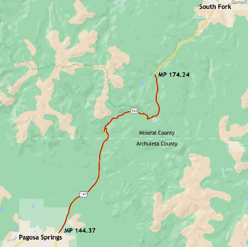 Mineral & Archuleta County project map starting from Pagosa Springs detail image