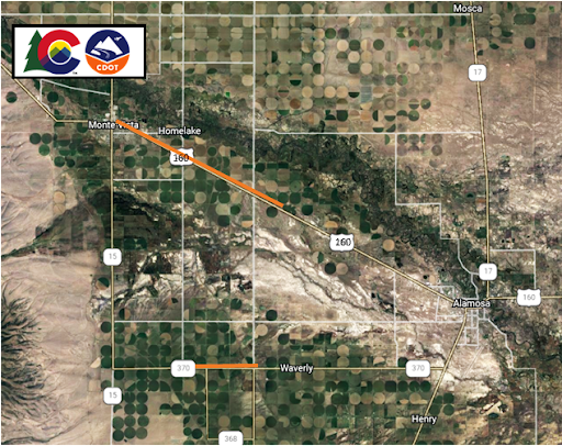 US 160 near Monte Vista project map detail image