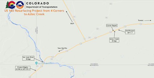 US 160 resurfacing project from 4 corners to Aztec Creek detail image