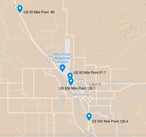 US 550 project map in Montrose detail image