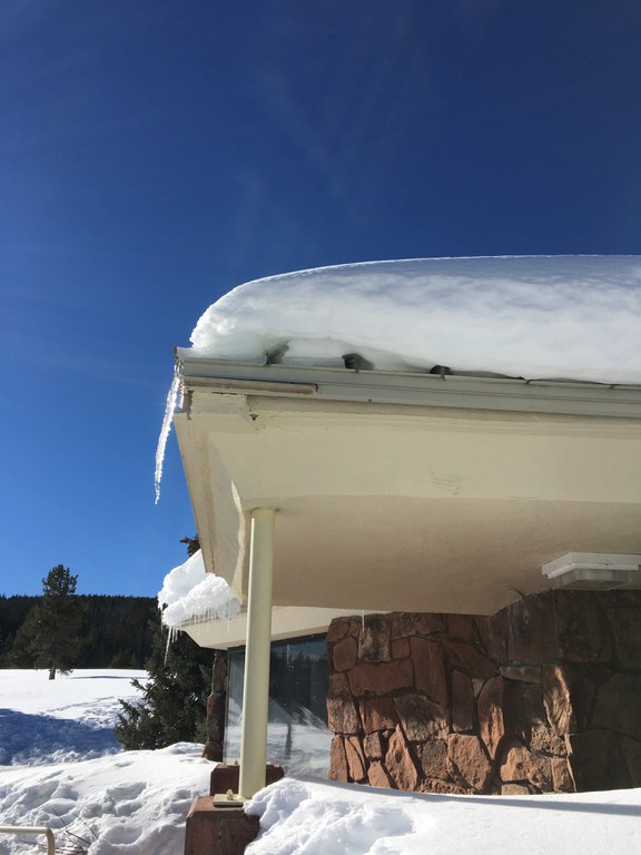 Snow-coverd rest area roof