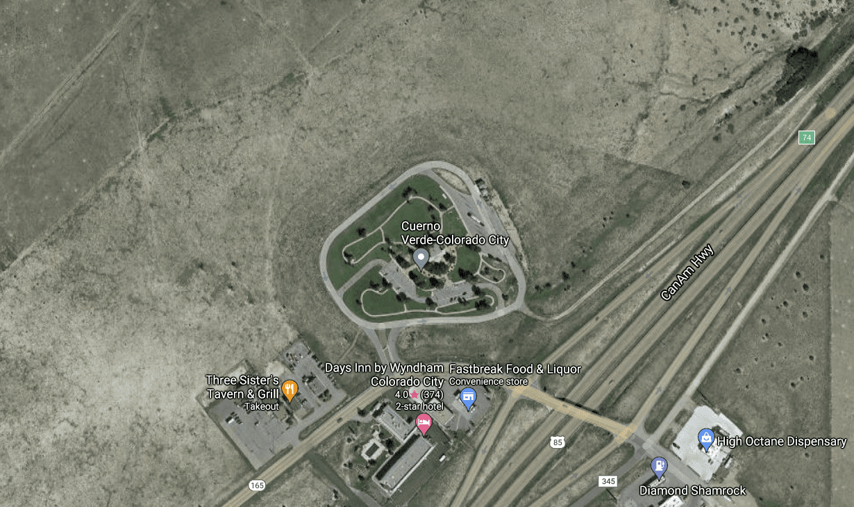 Cuerno Verde-Colorado City Rest Area aerial view detail image