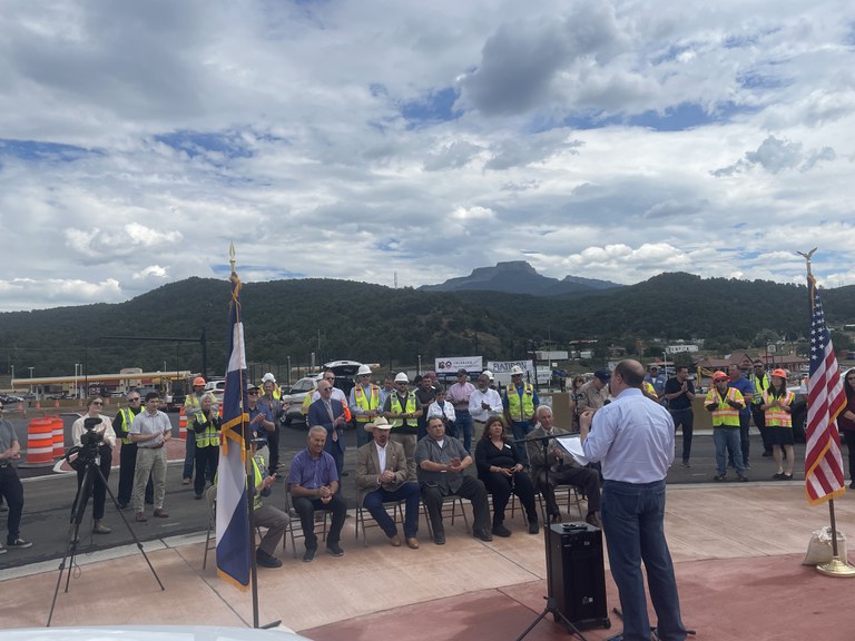 Governor Jared Polis giving a speech in Trinidad