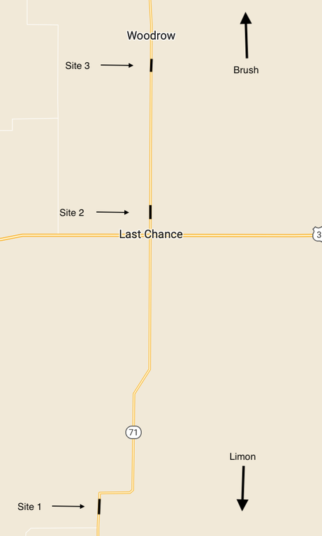 map of the passing lane installation on CO 71 between Limon and Brush