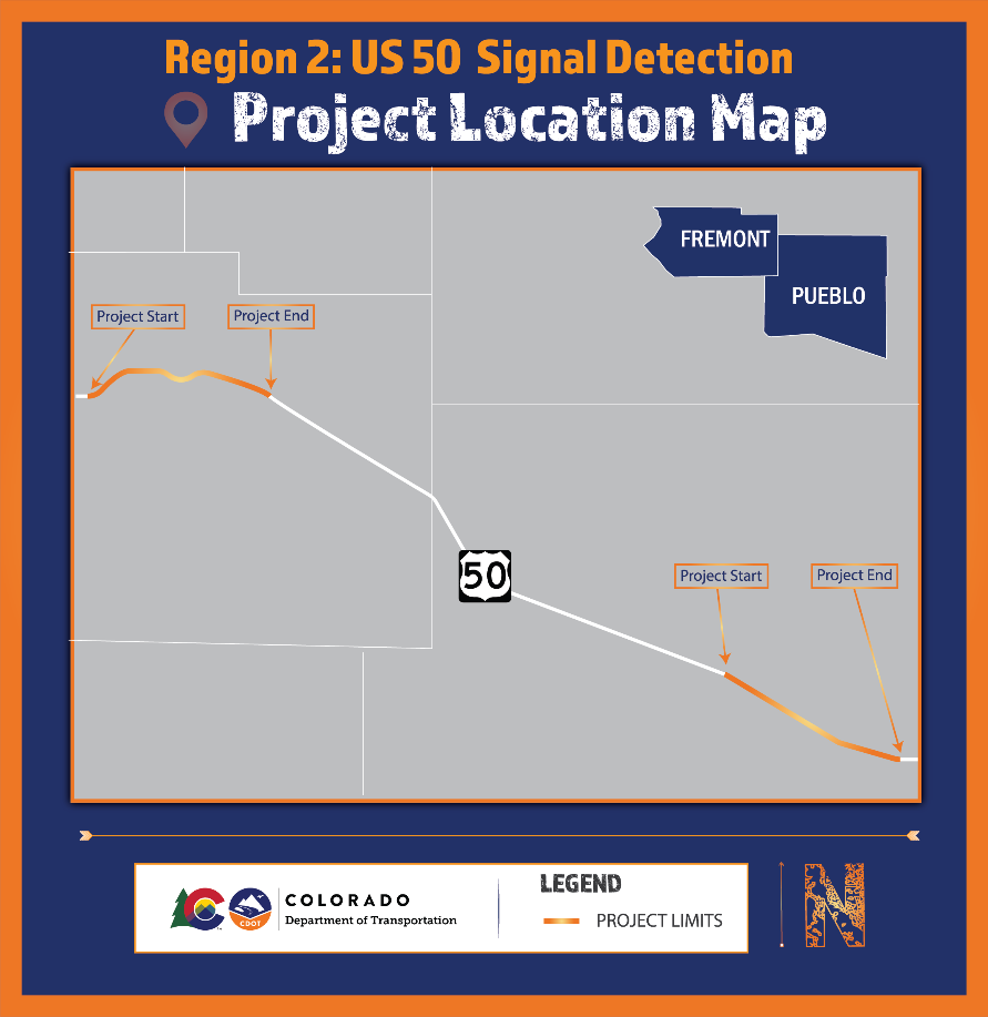 Region 2 US 50 Signal Detection project location map detail image