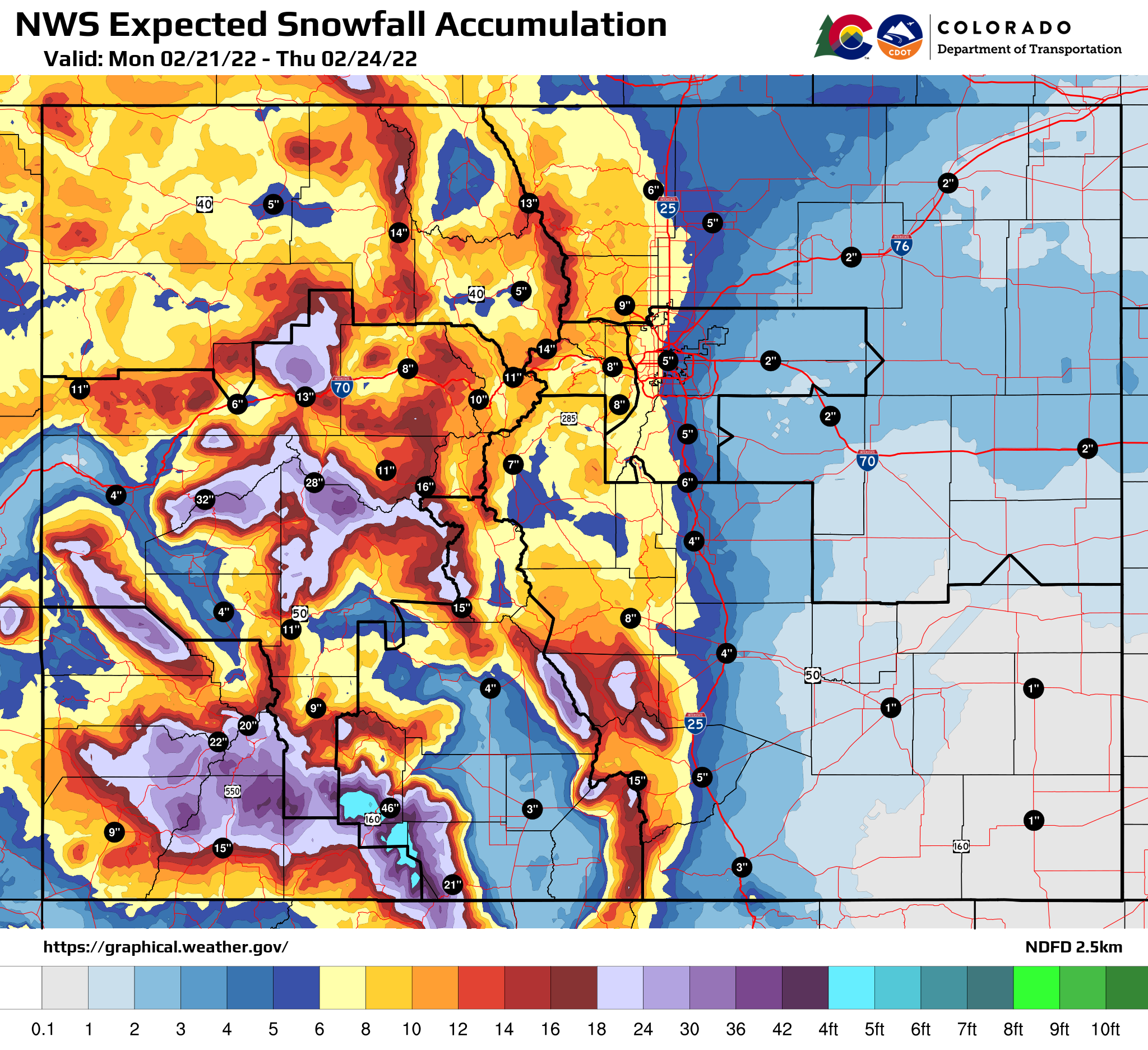 Northwest expected snowfall February 2, 2022 detail image
