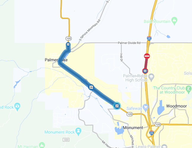 CO 105 Work Zone Map