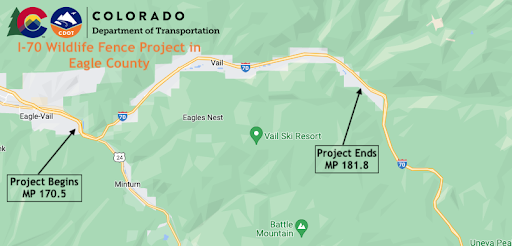 I-70 wildlife fence project map in Eagle County