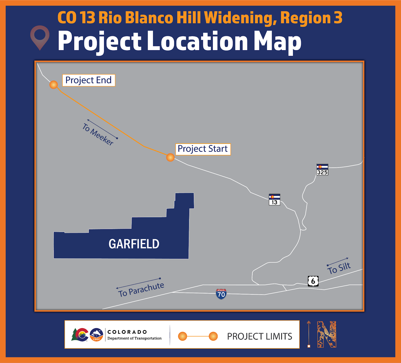 CO 13 Rio Blanco Hill widening project map detail image