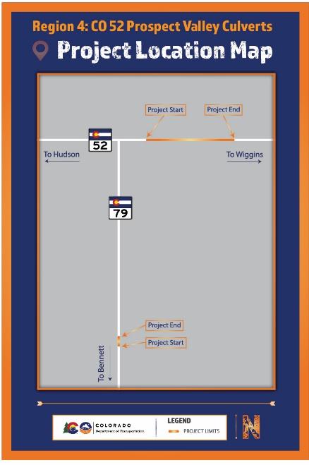 CO 52 Prospect Valley culverts project map detail image