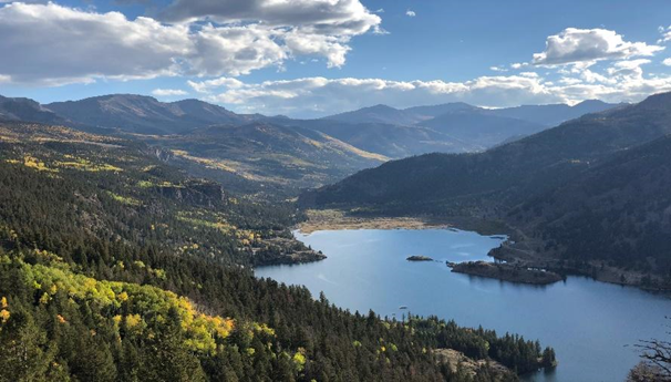 Photo of scenic byway and lake