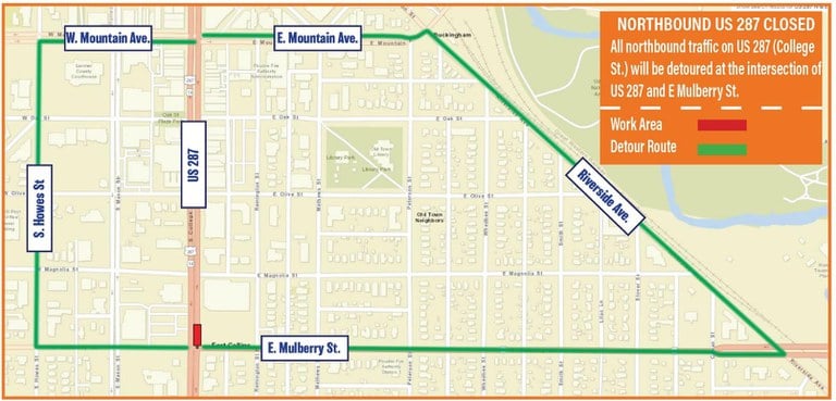 US 287 & Mulberry project map