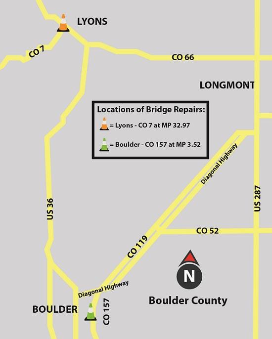 Boulder County bridge repair map