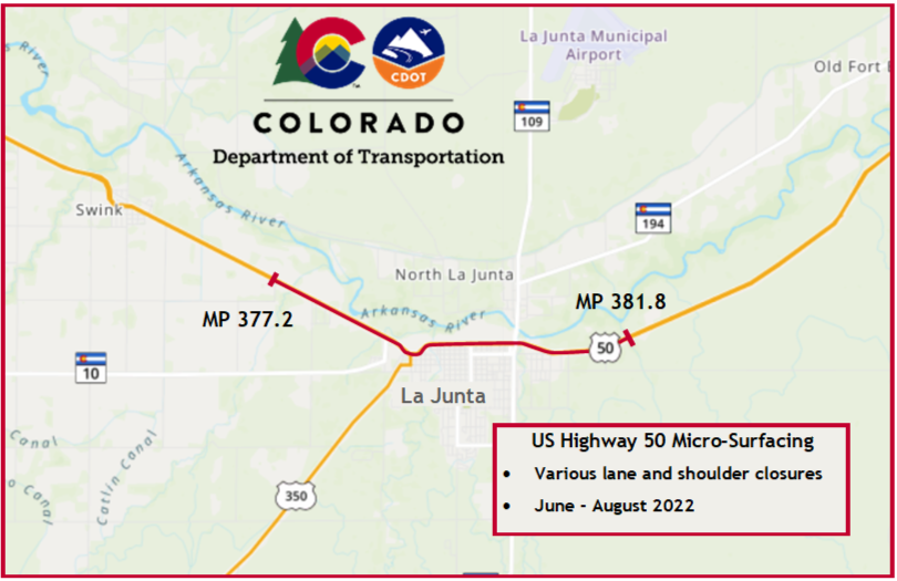 Microsurfacing US 50 project map detail image