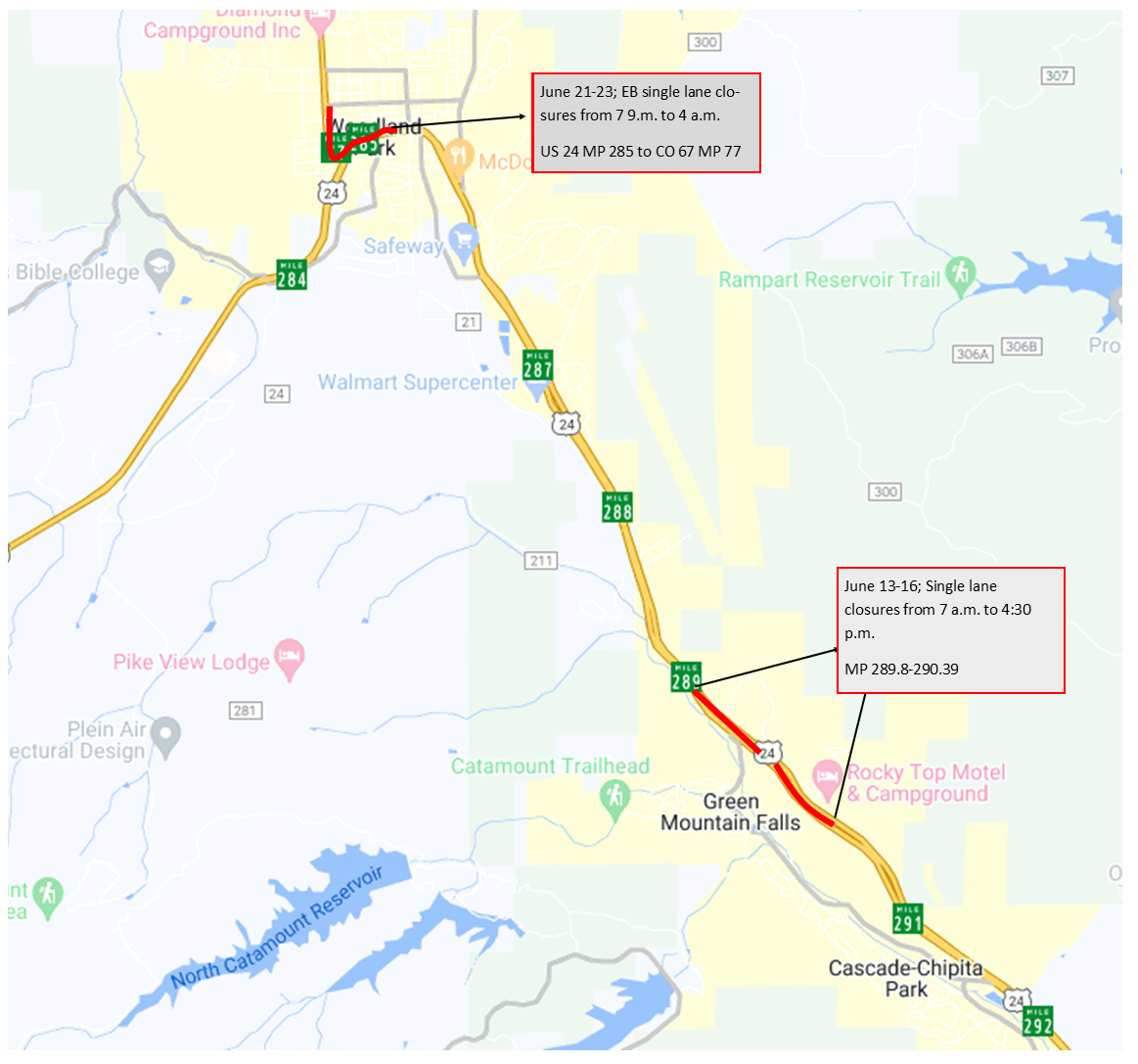 US 24 paving project location map detail image