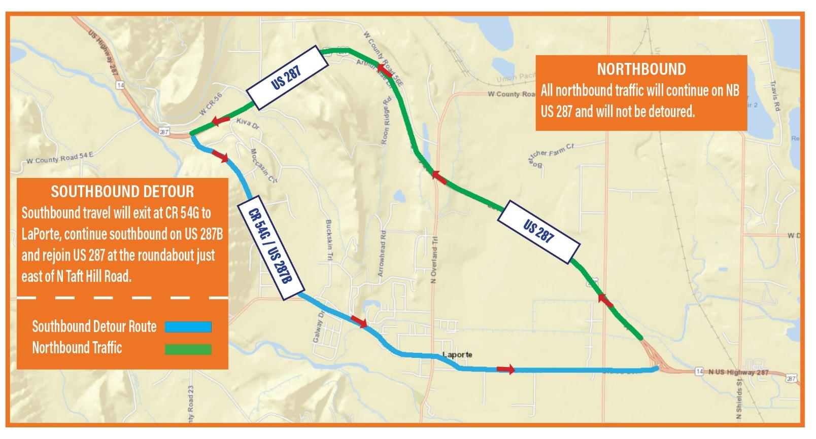 US 287 concrete panel replacement project map detail image