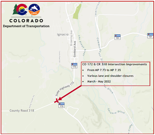 CO 172 & CR 318 Intersection Improvements map detail image